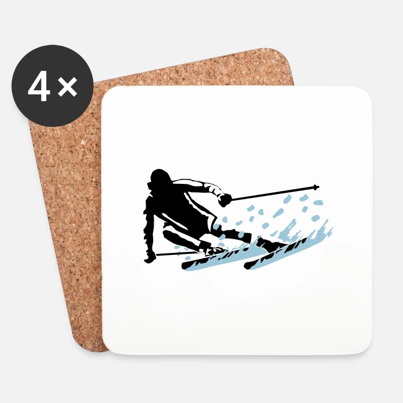 Skifahren - flotter Skifahrer und Schnee - Untersetzer (4er-Set) - Weiß
