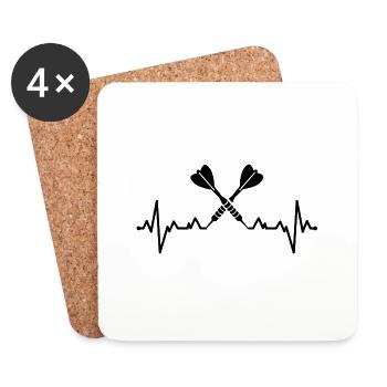 Fléchettes ECG Battement cardiaque Fléchettes Fléchettes Fléchettes - Dessous de verre (lot de 4) - blanc - Devant