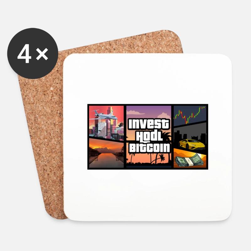 Bitcoin GTA - Untersetzer (4er-Set) - Weiß