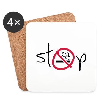 N'arrêtez pas de fumer. Zone sans fumée. Interdiction de la cigarette. - Dessous de verre (lot de 4) - blanc - Devant
