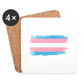 Drapeau transgenre - Dessous de verre (lot de 4) - blanc - Devant