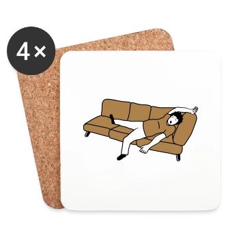 Schlafender Mann Couch - Untersetzer (4er-Set) - Weiß - Vorne