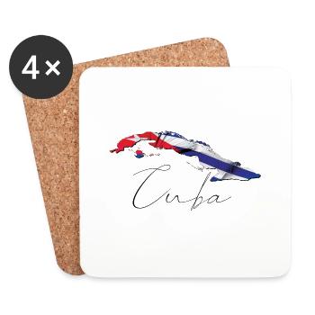 Drapeau de Cuba sur la carte de Cuba FR - Dessous de verre (lot de 4) - blanc - Devant