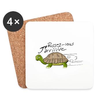 poussez vous arrive tortue dessin humour - Dessous de verre (lot de 4) - blanc - Devant