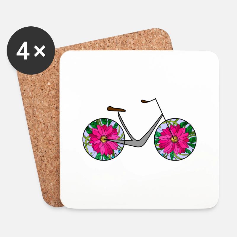 Fahrrad - Untersetzer (4er-Set) - Weiß