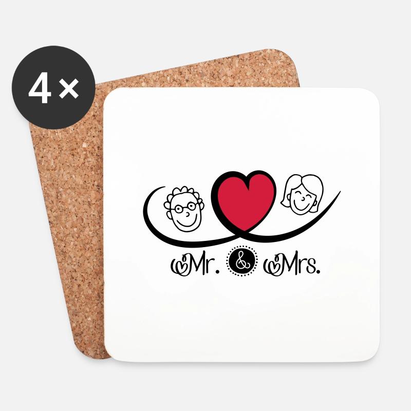 Mr and Mrs - Untersetzer (4er-Set) - Weiß
