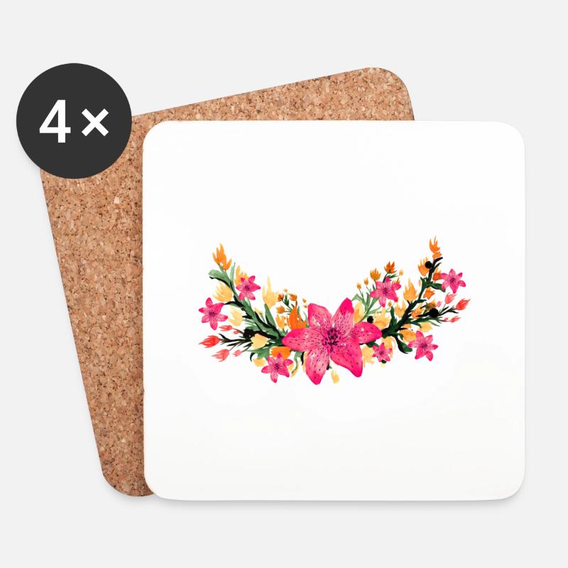 Blumen - Untersetzer (4er-Set) - Weiß