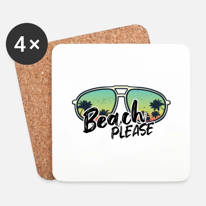 Beach please - Strand Sommer Manner Frauen - Untersetzer (4er-Set) - Weiß