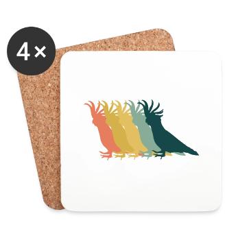 Cockatiel Retro - Coasters (set of 4) - white - Front