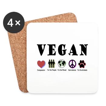 VEGAN COMPASSION, veganury, world vegan month - Coasters (set of 4) - white - Front