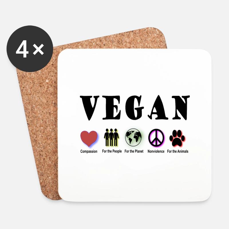 VEGANES MITGEFÜHL - Untersetzer (4er-Set) - Weiß