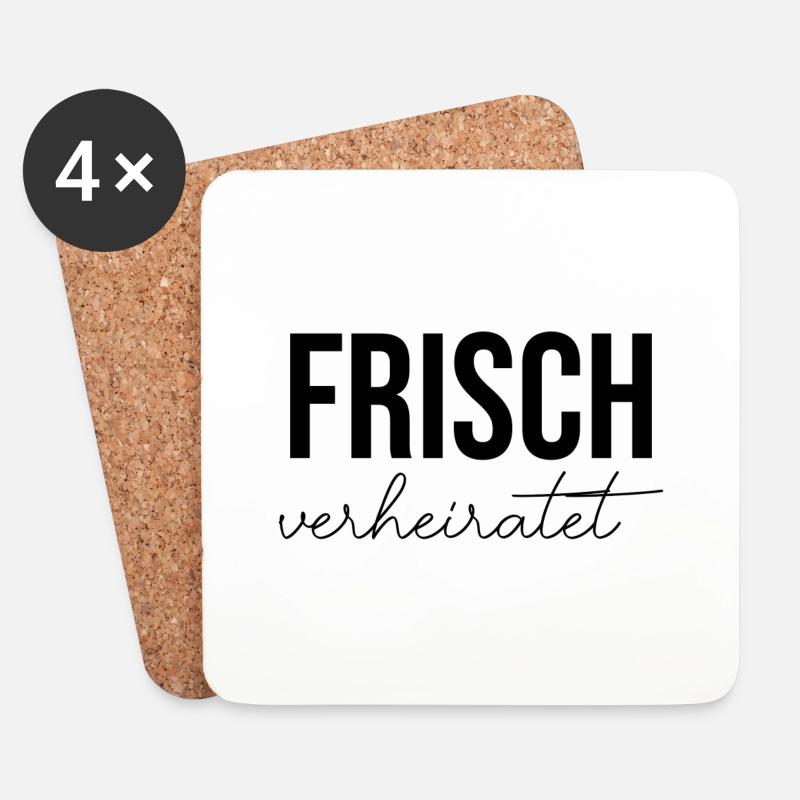 Frisch verheirartet Hochzeit Spruch Sommer - Untersetzer (4er-Set) - Weiß