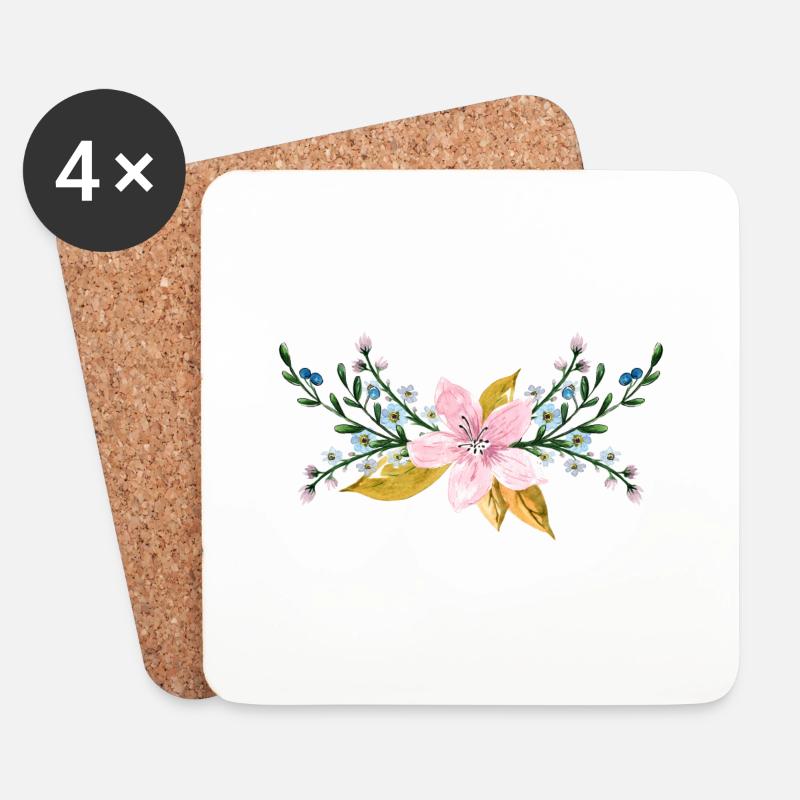 Blume - Untersetzer (4er-Set) - Weiß