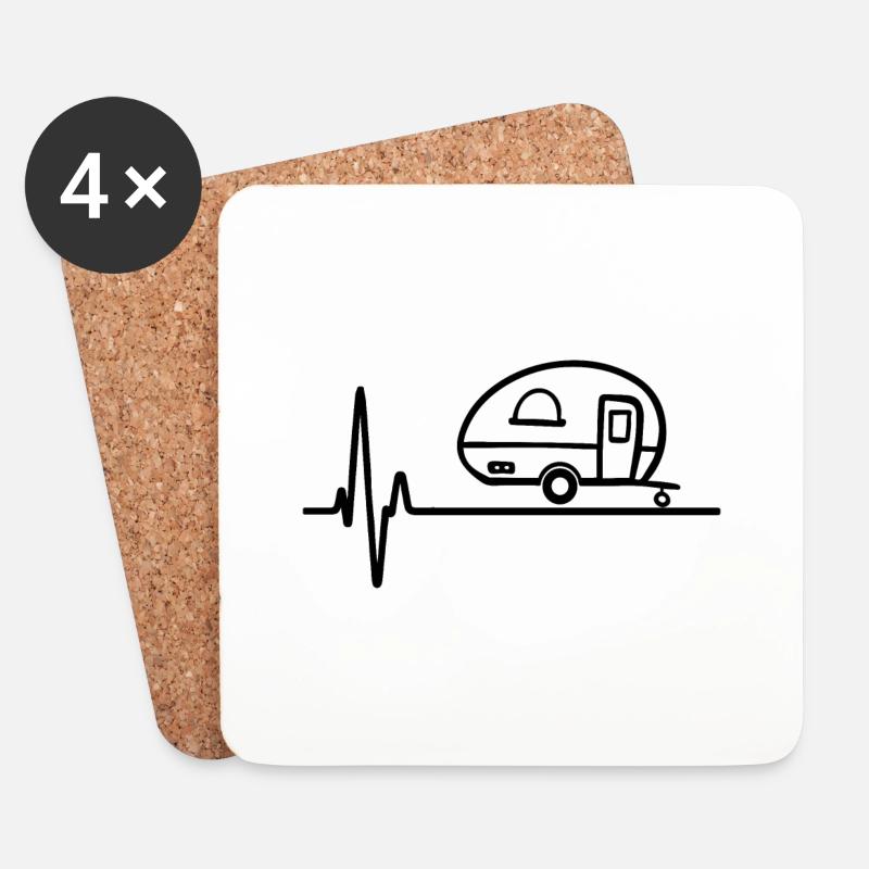 Wohnwagen Herzschlag EKG Camper Camping Lustig - Untersetzer (4er-Set) - Weiß