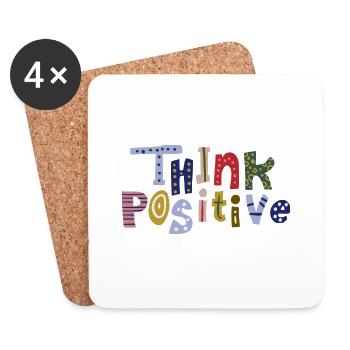 Positiv denken - Untersetzer (4er-Set) - Weiß - Vorne