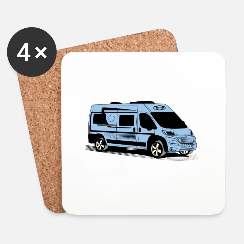 Kastenwagen Van 6m HBL - Untersetzer (4er-Set) - Weiß