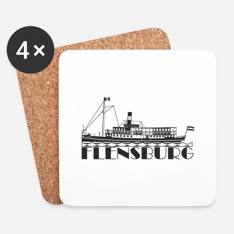 Alexandra Flensburg, Salondampfer Flensburg - Untersetzer (4er-Set) - Weiß