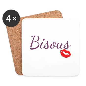 Bisous - Dessous de verre (lot de 4) - blanc - Devant