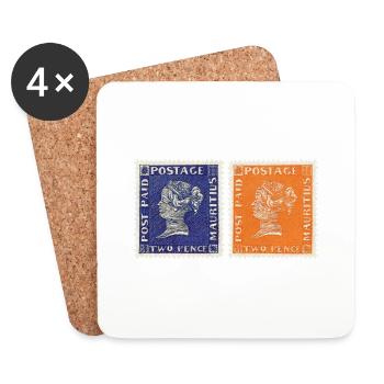 Rote und Blaue Mauritius - Untersetzer (4er-Set) - Weiß - Vorne