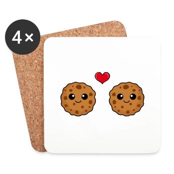 Cookies Comic Couple Love - Coasters (set of 4) - white - Front