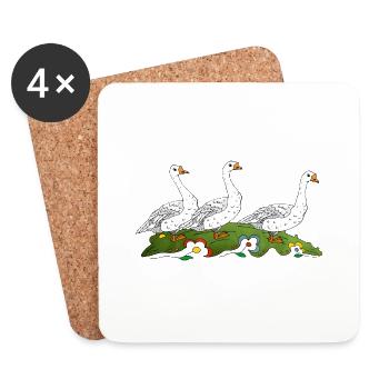 Gänse - Untersetzer (4er-Set) - Weiß - Vorne