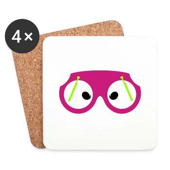 Lunettes Essuie-glace Lentille Yeux Geek Blague - Dessous de verre (lot de 4) - blanc - Devant