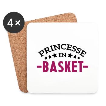 Princesse en basket Cadeau femme humour - Dessous de verre (lot de 4) - blanc - Devant