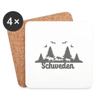 elch, schweden, natur, sommer, norwegen, skyline, - Untersetzer (4er-Set) - Weiß - Vorne