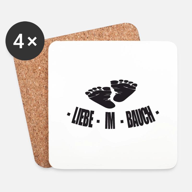 Liebe im Bauch Schwanger Geburt - Untersetzer (4er-Set) - Weiß
