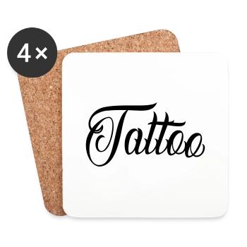 Tatouage - Dessous de verre (lot de 4) - blanc - Devant