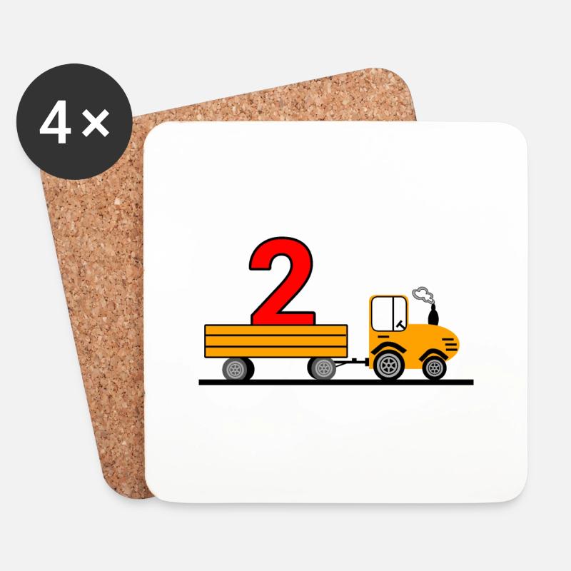 Tractor - Coasters (set of 4) - white