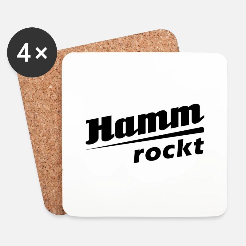 Hamm rockt - Textdesign mit Stadtnamen - Untersetzer (4er-Set) - Weiß