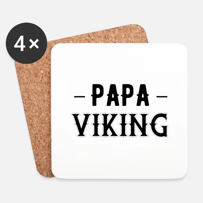 Wikinger-Papa - Untersetzer (4er-Set) - Weiß