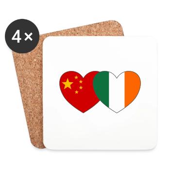 China Ireland Flag Heart - Coasters (set of 4) - white - Front