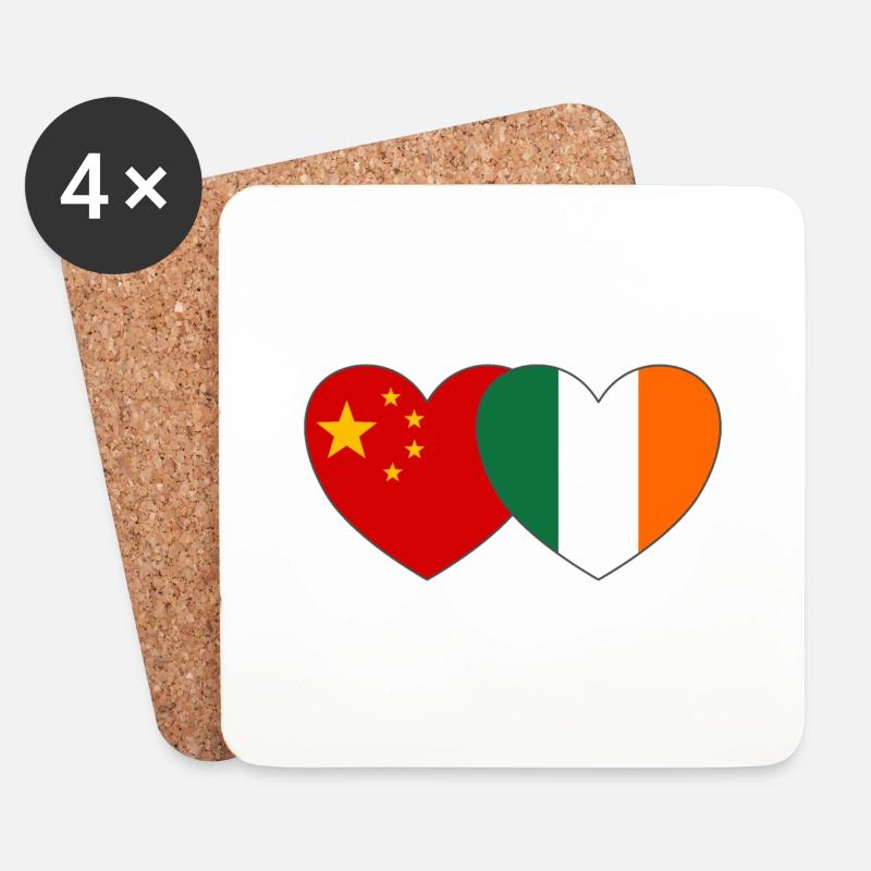 China Irland Flagge Herz - Untersetzer (4er-Set) - Weiß
