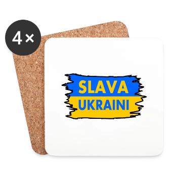 Slava ukraini - Untersetzer (4er-Set) - Weiß - Vorne