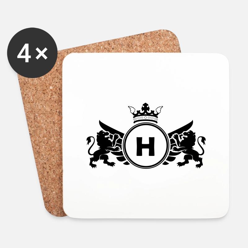 Buchstabe H Wappen - Untersetzer (4er-Set) - Weiß