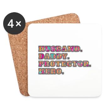Husband Daddy Protector Hero - Coasters (set of 4) - white - Front