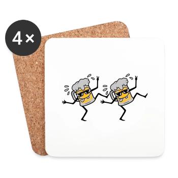 2 bières de soirée dansante - Dessous de verre (lot de 4) - blanc - Devant