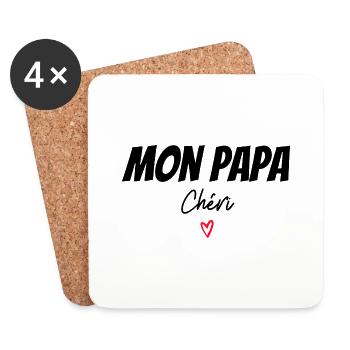 mon papa chéri - mug avec message papa - Dessous de verre (lot de 4) - blanc - Devant