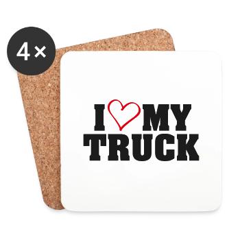 I love my truck - Dessous de verre (lot de 4) - blanc - Devant