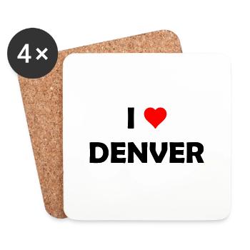 J’adore Denver - Colorado États-Unis d’Amérique - Dessous de verre (lot de 4) - blanc - Devant