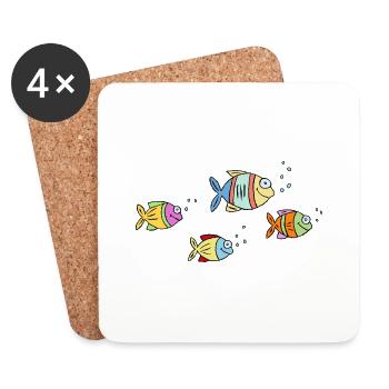 Poisson Cichlide Eau Mer Graffiti Dessin - Dessous de verre (lot de 4) - blanc - Devant