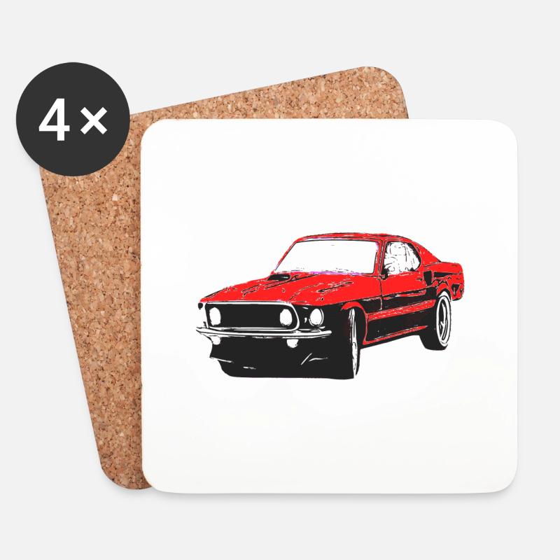 Auto - Untersetzer (4er-Set) - Weiß