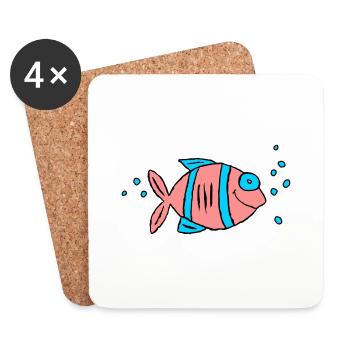 Poisson Cichlide Eau Mer Graffiti Dessin - Dessous de verre (lot de 4) - blanc - Devant