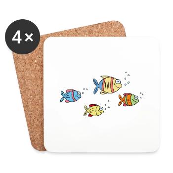 Poisson Cichlide Eau Mer Graffiti Dessin - Dessous de verre (lot de 4) - blanc - Devant