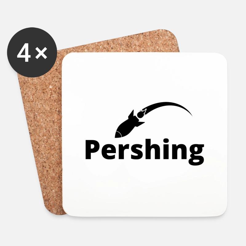 Pershing schwarz - Untersetzer (4er-Set) - Weiß