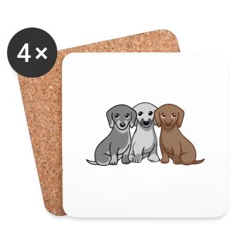 Drei Hunde - Untersetzer (4er-Set) - Weiß - Vorne