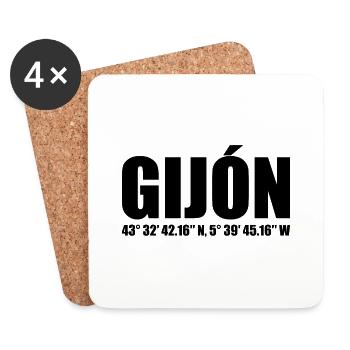 Coordonnées de Gijón - Dessous de verre (lot de 4) - blanc - Devant