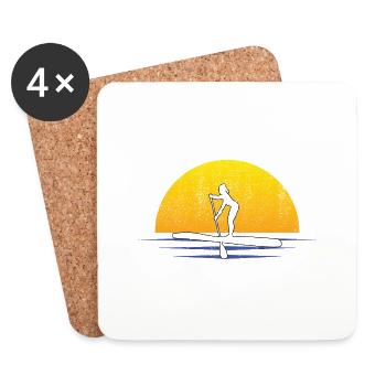 Stand Up Paddle Surf Stand-up Paddle Skateboard Stand-up Paddler - Dessous de verre (lot de 4) - blanc - Devant